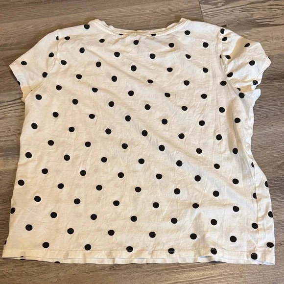 Divided White and Black Polka Dot Short Sleeve Tee - Picture 4 of 4